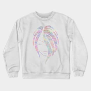 Portrait Girl Fashion Silhouette Shape Text Word Cloud Crewneck Sweatshirt